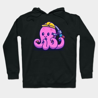 Cute Octopus Handyman Cartoon Hoodie